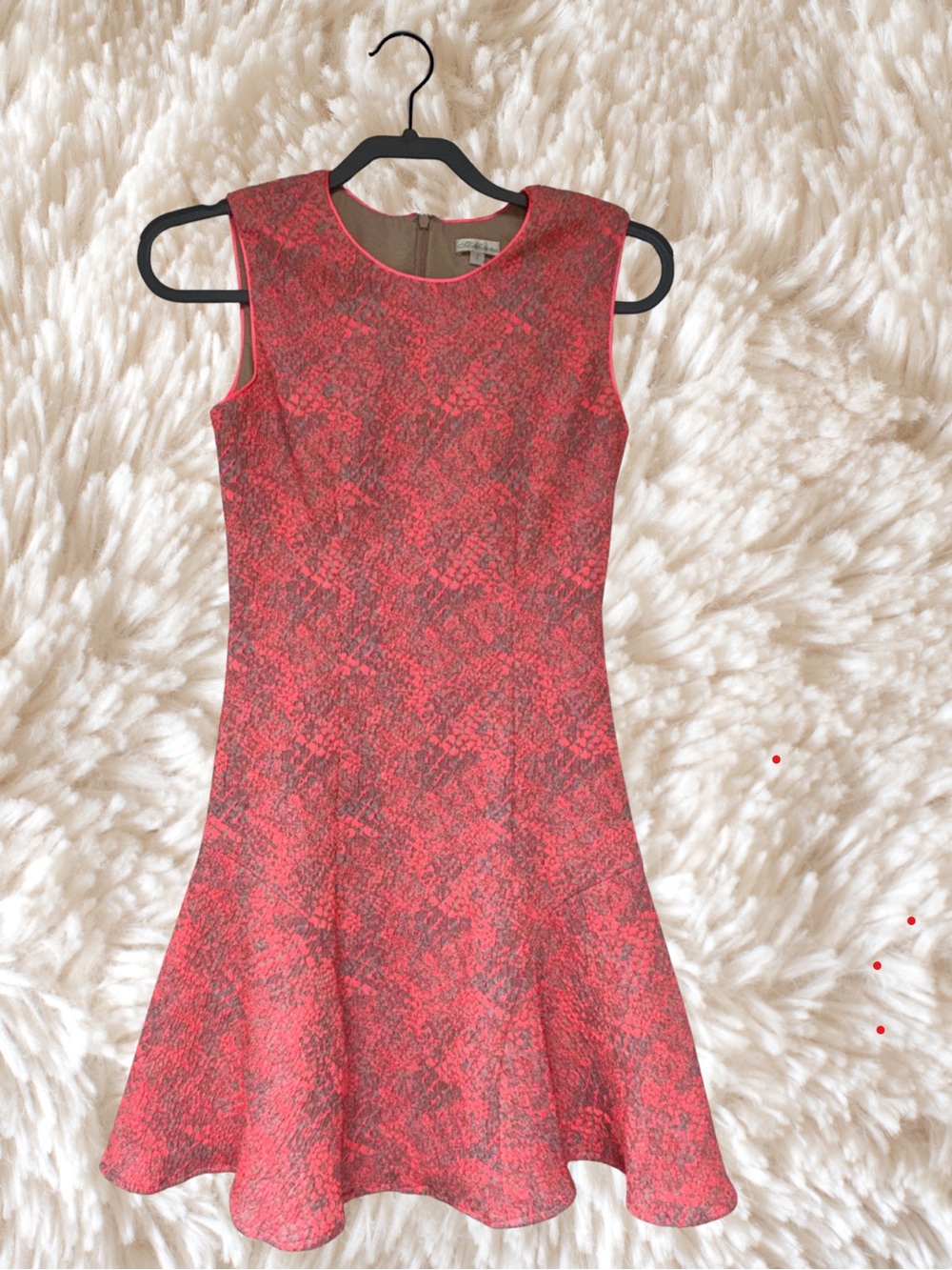 Shoshanna Neon orange Patterned Sleeveless Fit & Flare Dress